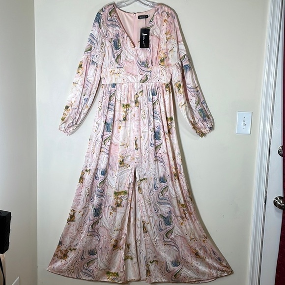 Miss Ord Printed Front V Neck Long Sleeve Maxi Dress. XL. NWT. - Picture 5 of 14